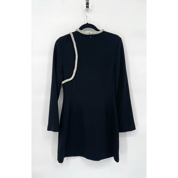 Jonathan Simkhai Black Katharine Diamante Cut Out Long Sleeve Mini Dress size 6 - Picture 5 of 10